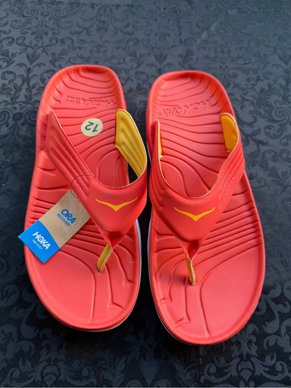 NWT HOKA ONE ONE Ora Recovery Flip
Fiesta/Amber Yellow 
Size 12 Men’s